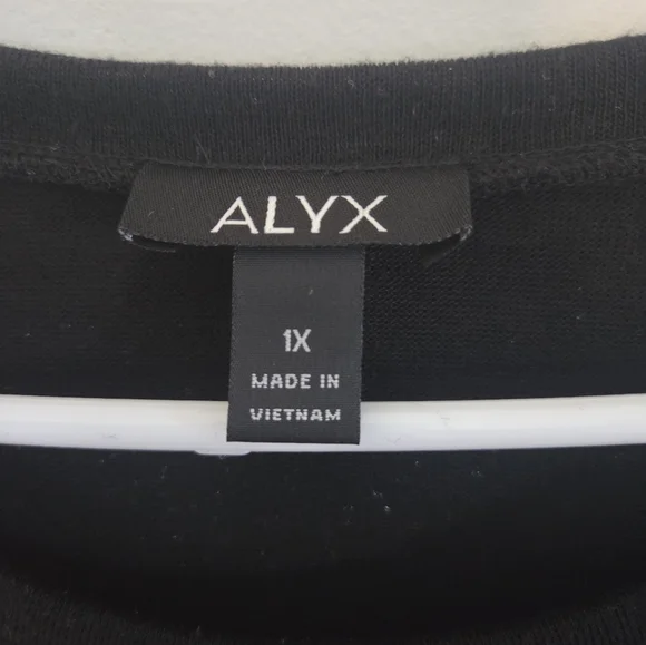 Alyx Black Pullover Top with Red Floral Sleeves 1X - Picture 3 of 5